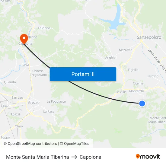 Monte Santa Maria Tiberina to Capolona map