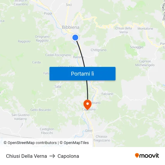 Chiusi Della Verna to Capolona map