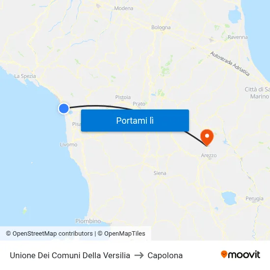 Unione Dei Comuni Della Versilia to Capolona map