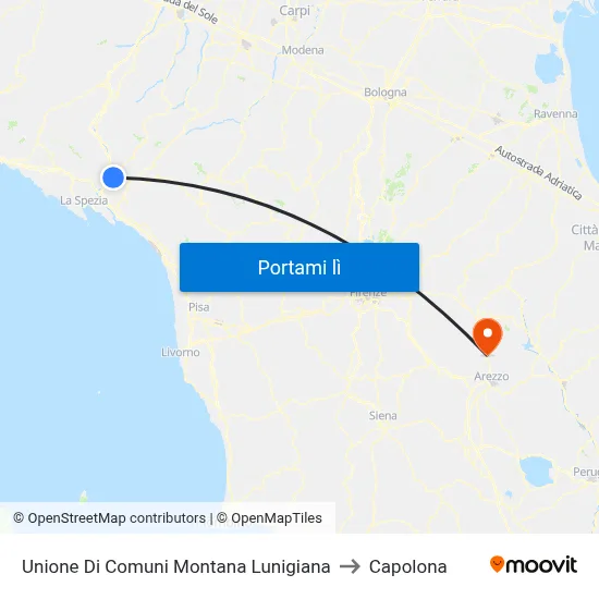 Unione Di Comuni Montana Lunigiana to Capolona map