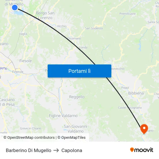Barberino Di Mugello to Capolona map