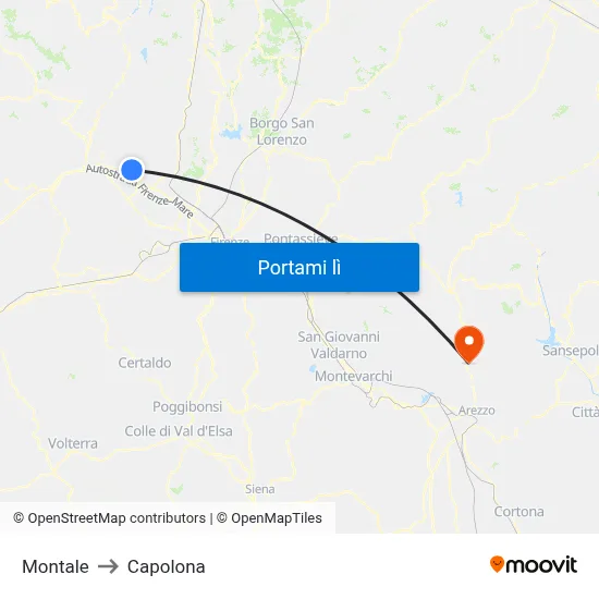 Montale to Capolona map