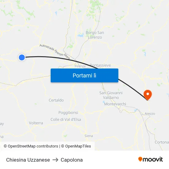 Chiesina Uzzanese to Capolona map