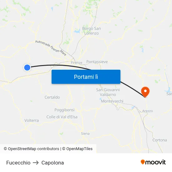 Fucecchio to Capolona map