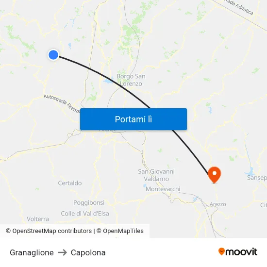 Granaglione to Capolona map