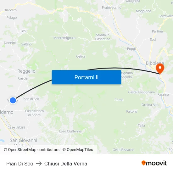 Pian Di Sco to Chiusi Della Verna map