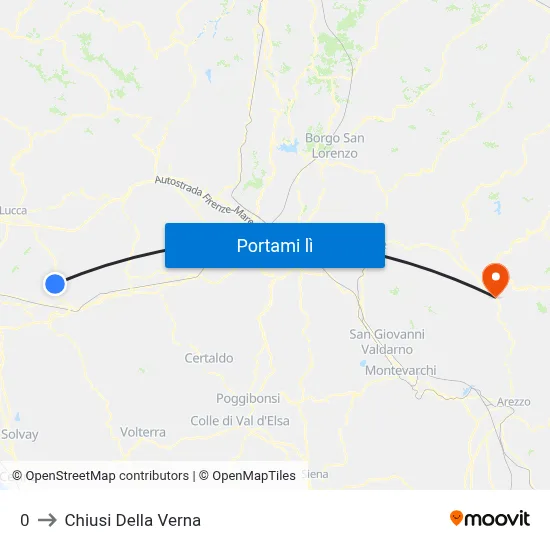 0 to Chiusi Della Verna map