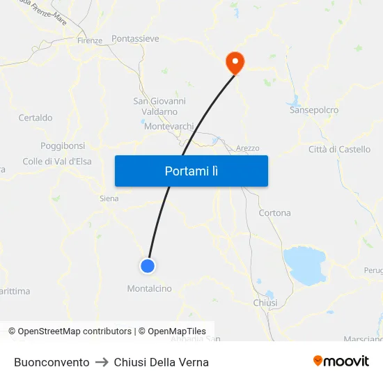 Buonconvento to Chiusi Della Verna map