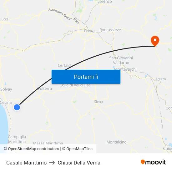 Casale Marittimo to Chiusi Della Verna map