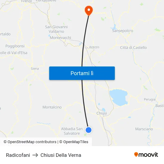 Radicofani to Chiusi Della Verna map