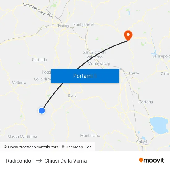 Radicondoli to Chiusi Della Verna map