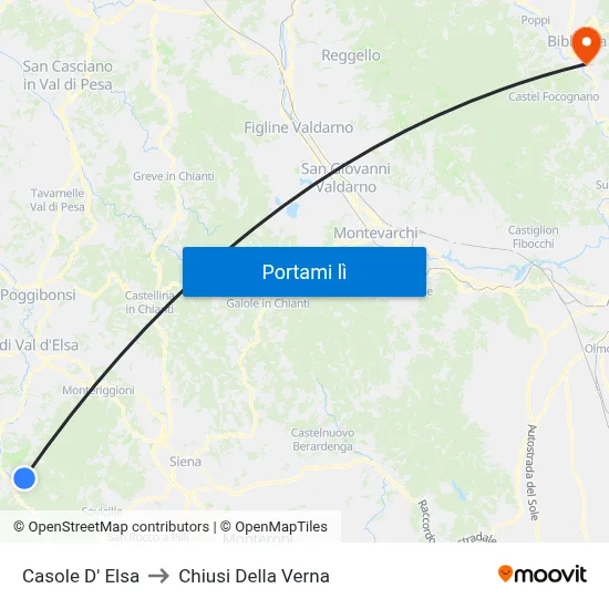 Casole D' Elsa to Chiusi Della Verna map