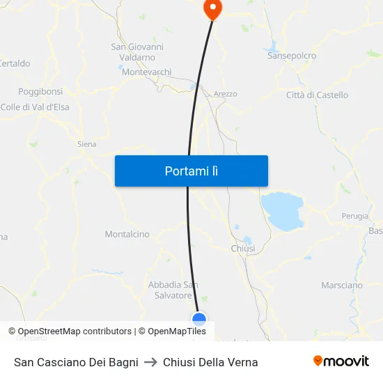 San Casciano Dei Bagni to Chiusi Della Verna map