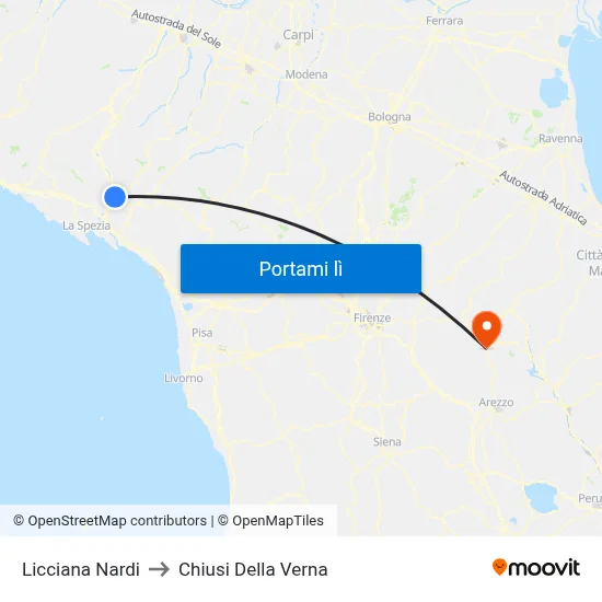 Licciana Nardi to Chiusi Della Verna map