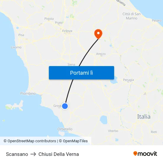 Scansano to Chiusi Della Verna map
