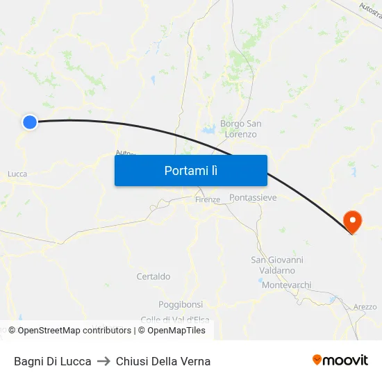 Bagni Di Lucca to Chiusi Della Verna map