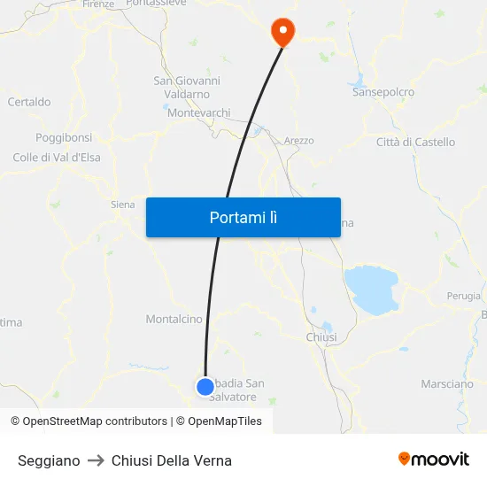 Seggiano to Chiusi Della Verna map
