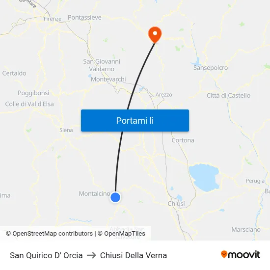 San Quirico D' Orcia to Chiusi Della Verna map