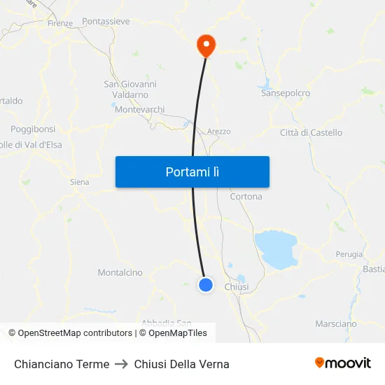 Chianciano Terme to Chiusi Della Verna map