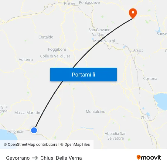 Gavorrano to Chiusi Della Verna map