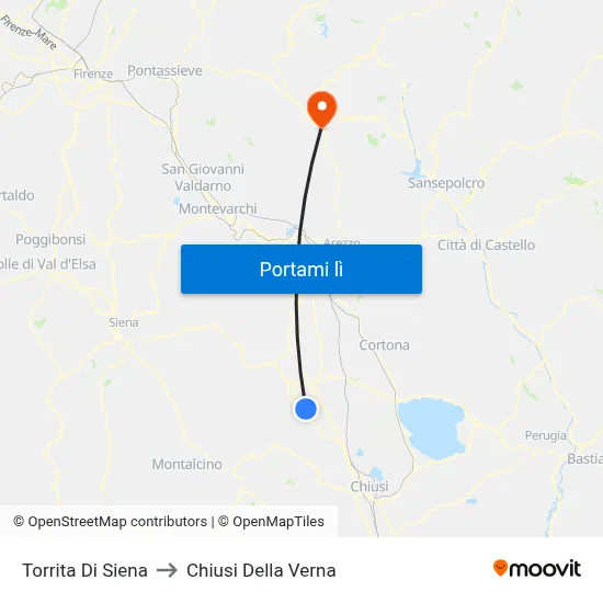 Torrita Di Siena to Chiusi Della Verna map