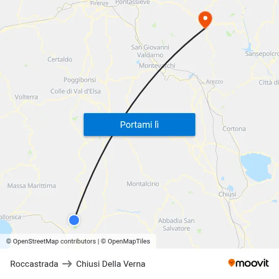 Roccastrada to Chiusi Della Verna map