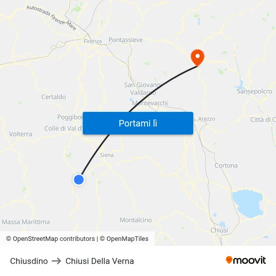 Chiusdino to Chiusi Della Verna map