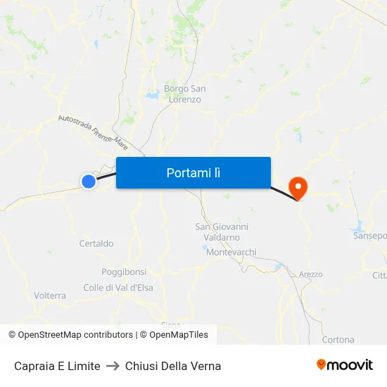 Capraia E Limite to Chiusi Della Verna map