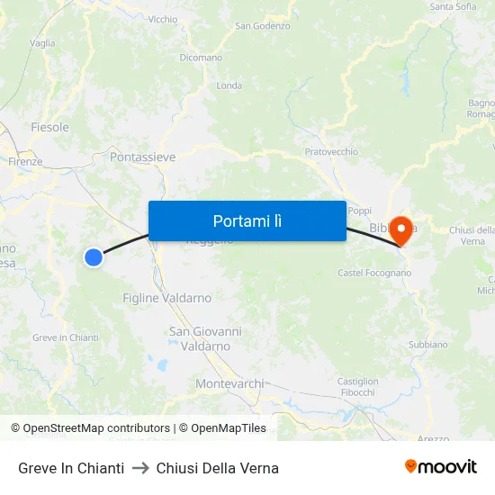 Greve In Chianti to Chiusi Della Verna map
