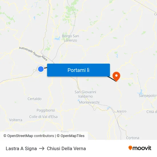 Lastra A Signa to Chiusi Della Verna map