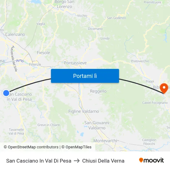 San Casciano In Val Di Pesa to Chiusi Della Verna map