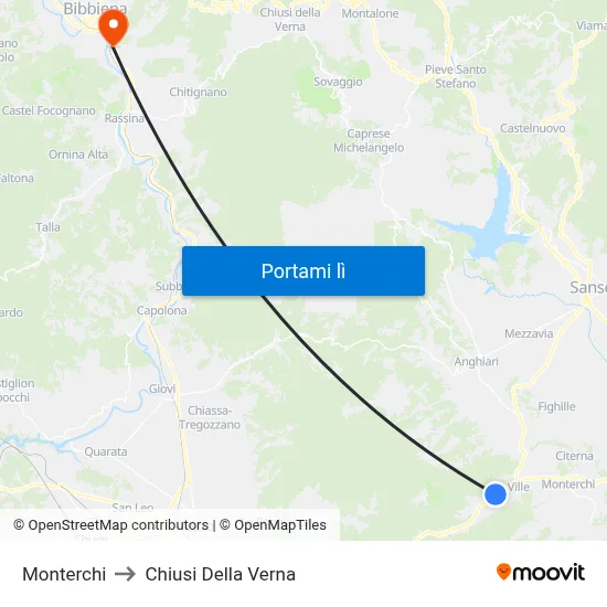 Monterchi to Chiusi Della Verna map