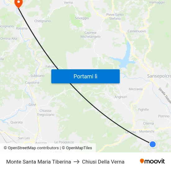 Monte Santa Maria Tiberina to Chiusi Della Verna map