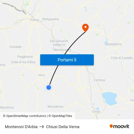 Monteroni D'Arbia to Chiusi Della Verna map