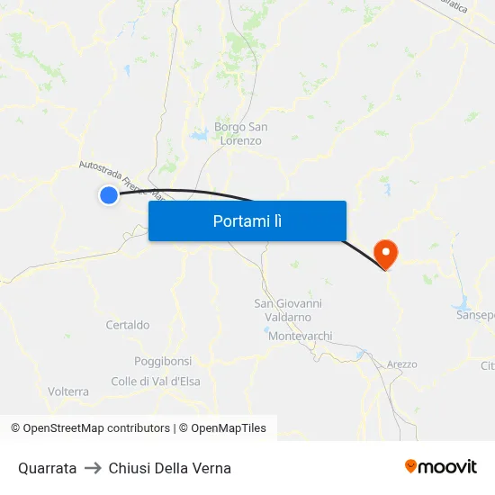 Quarrata to Chiusi Della Verna map