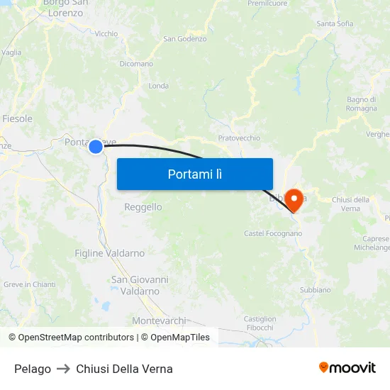 Pelago to Chiusi Della Verna map