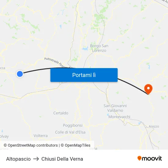 Altopascio to Chiusi Della Verna map
