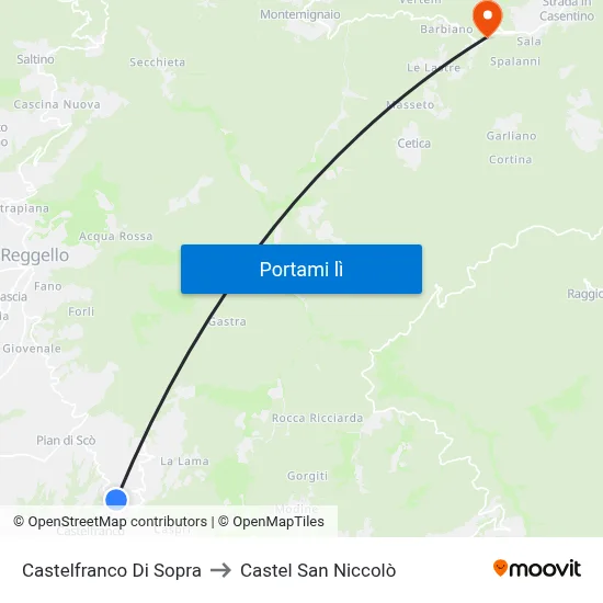 Castelfranco Di Sopra to Castel San Niccolò map