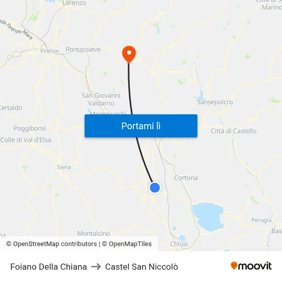 Foiano Della Chiana to Castel San Niccolò map