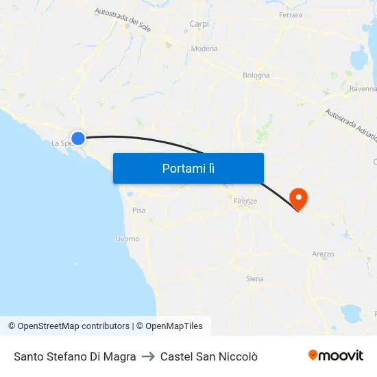Santo Stefano Di Magra to Castel San Niccolò map