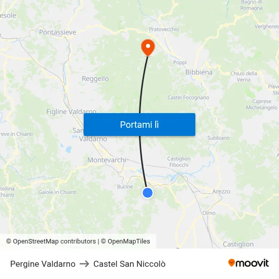 Pergine Valdarno to Castel San Niccolò map