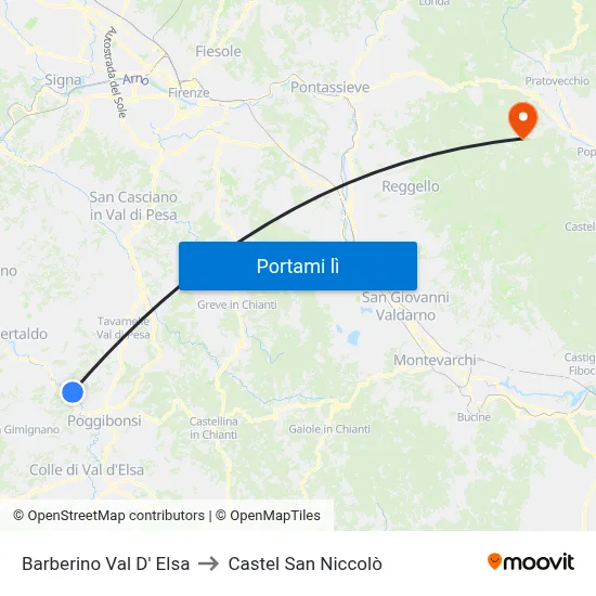 Barberino Val D' Elsa to Castel San Niccolò map