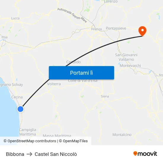 Bibbona to Castel San Niccolò map