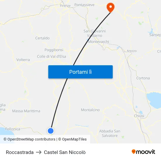 Roccastrada to Castel San Niccolò map
