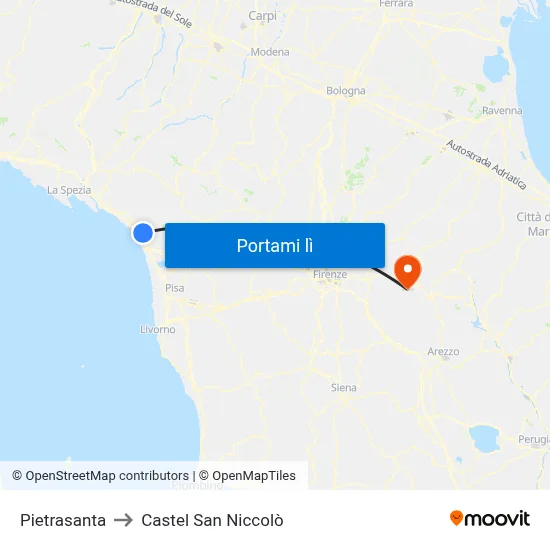 Pietrasanta to Castel San Niccolò map