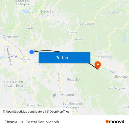 Fiesole to Castel San Niccolò map