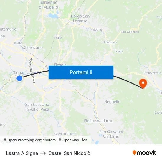 Lastra A Signa to Castel San Niccolò map