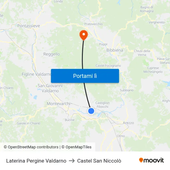 Laterina Pergine Valdarno to Castel San Niccolò map
