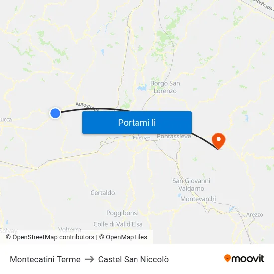 Montecatini Terme to Castel San Niccolò map