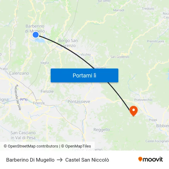 Barberino Di Mugello to Castel San Niccolò map